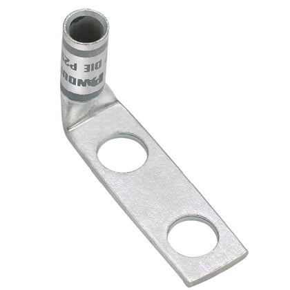 Pan-Lug LCD8-14AF-L Comp. Lug, 8, Tin Plt Copper, Two 0.25" Stud, PK50