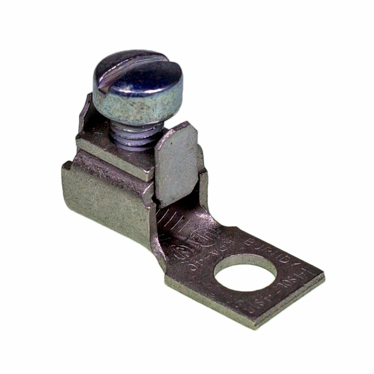 Copper Terminal, 1 Hole, 14 AWG (Sol)-4 AWG (Str), 1/4" Stud, 1 Screw, Tin Plated.