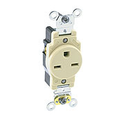 15 Amp, 250 Volt, Industrial Heavy Duty Grade, Single Receptacle, Straight Blade, Self Grounding, Brown