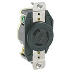 20-Amp, 125-Volt, Flush Mounting Locking Receptacle, Industrial Grade, Grounding, All Black, Black