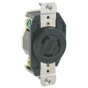 30-Amp, 125/250 Volt, Flush Mounting Locking Receptacle, Industrial Grade, Grounding, All Black- Black