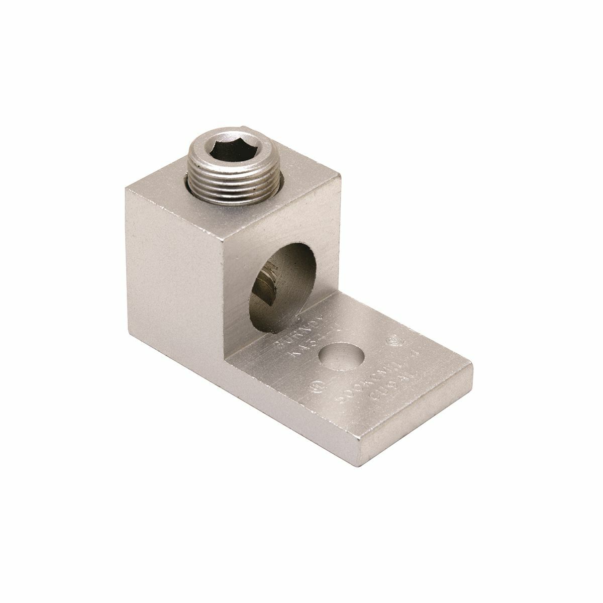 Aluminum Universal Terminal, 1 Hole, 6-2/0 AWG (Str), 1/4" Stud, 1 Screw, Al/Cu Rated, Tin Plated.