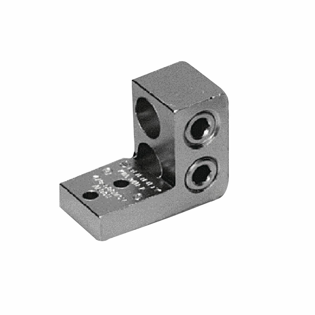 Aluminum Universal Terminal, 2 Hole, Two: 4/0 AWG (Str)-500 kcmil, 1/4" Stud, .69" Stud Hole Spacing, 2 Screws, Al/Cu Rated, Tin Plated.