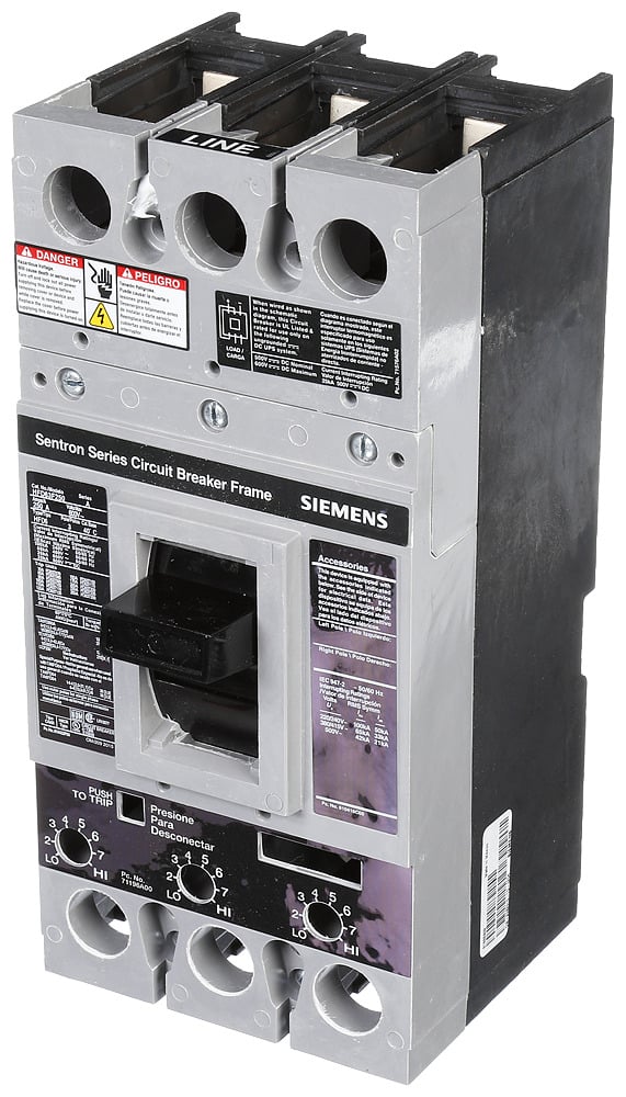  LOW VOLTAGE SENTRON MOLDED CASE CIRCUIT BREAKER. 250A FD FRAME FOR HIGHBREAKING CAPACITY 3-POLE 600V BREAKERS.