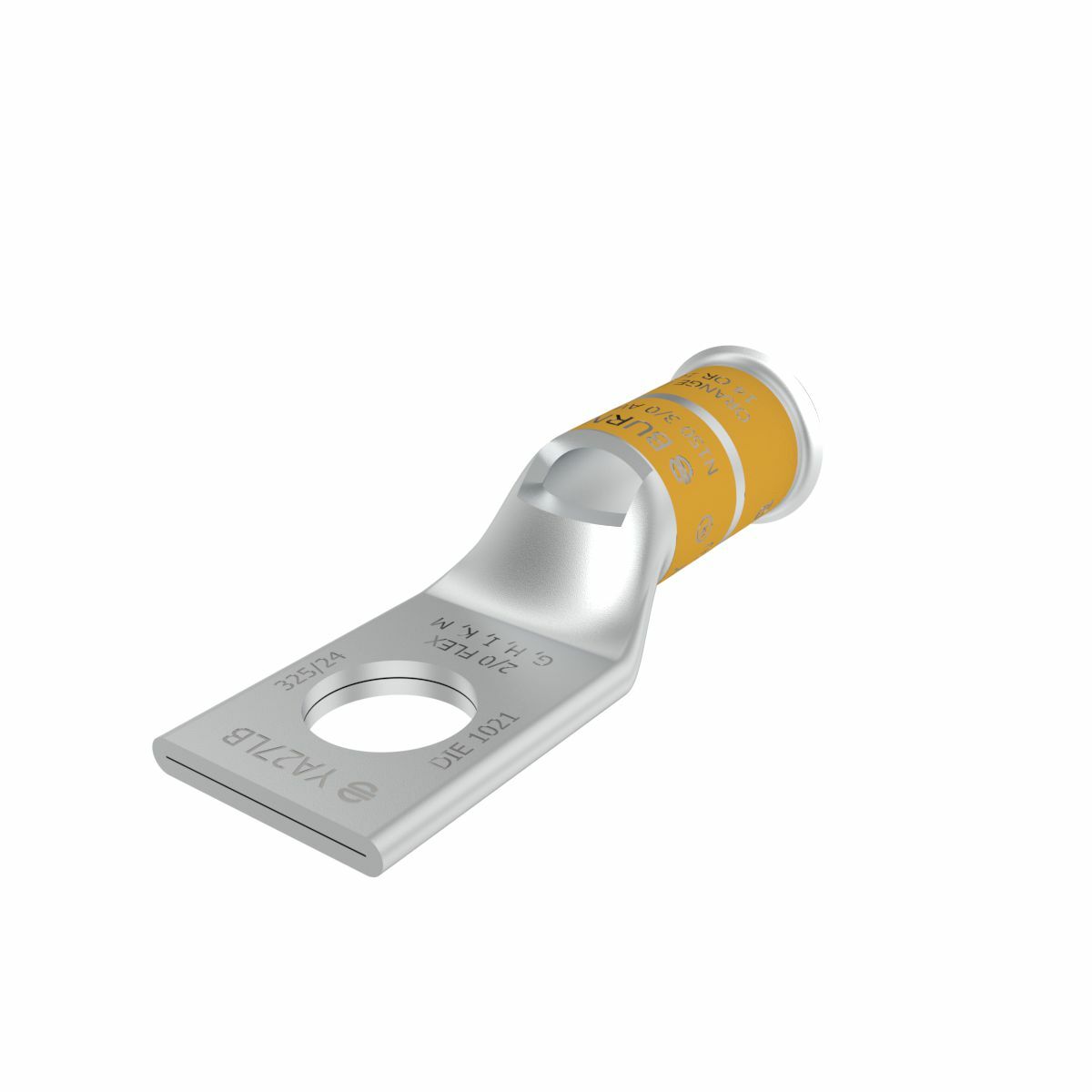 3/0 AWG, 2/0 FLEXG,H,I,K,MDLO CU, One Hole, 1/2 Stud Size, Standard Barrel, Bell End, Tin Plated, UL/CSA, 90?C, Up to 35kV, Orange Color Code, 14 CODE1021 FLEX Die Index.