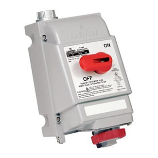 30 Amp, 480 Volt 3-Phase, IEC 309-1 & 309-2, 3P, 4W, Mechanical Interlock North American Pin & Sleeve Receptacle, Industrial Grade, IP67, Watertight, Fused - Red
