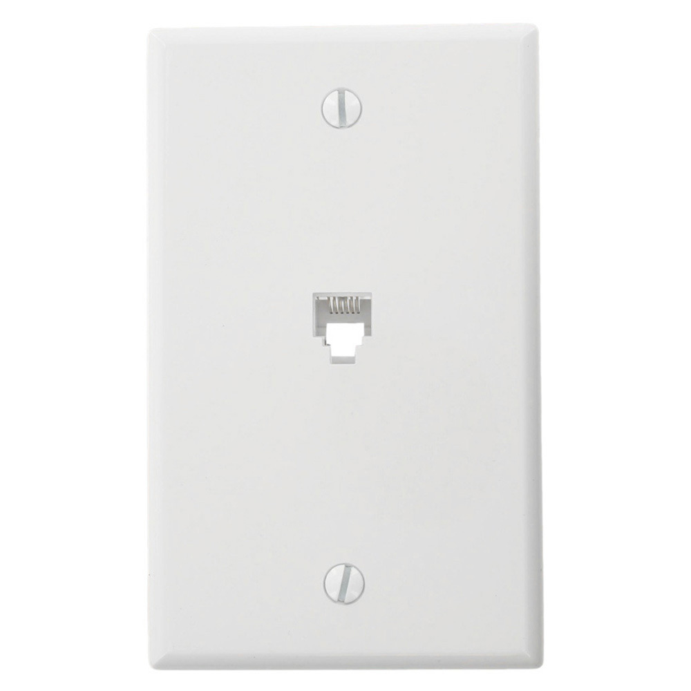 Standard Telephone Wall Jack. 6P6C. screw terminals - White