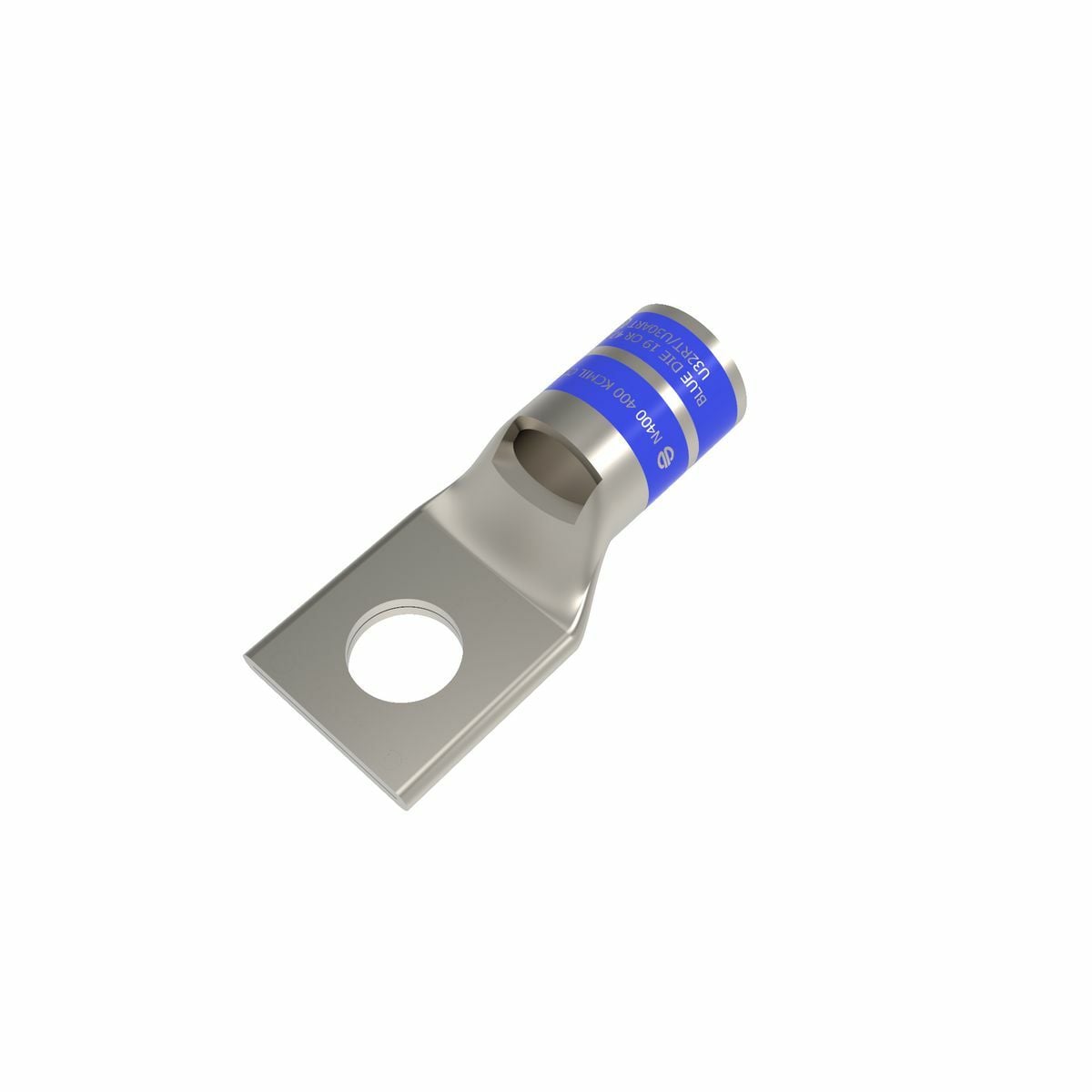 400 kcmil CU, One Hole, 1/2 Stud Size, Standard Barrel, Inspection Window, Internal Chamfer, Tin Plated, UL/CSA 90? Up to 35kV, BLUE Color Code, 19 Die Index.