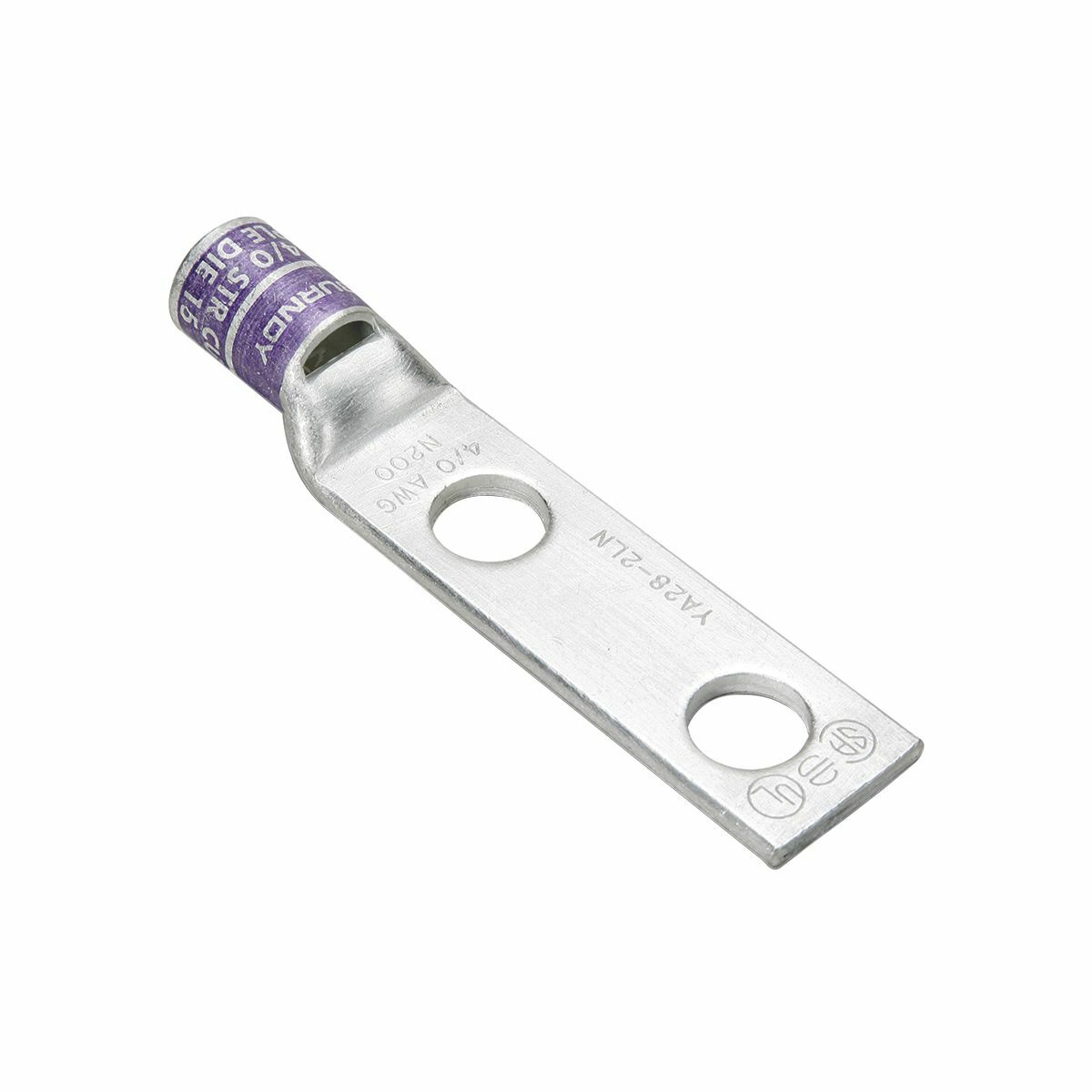 500 kcmil CU, Two Hole, 1/2 Stud Size, 1-3/4 Hole Spacing, Standard Barrel, Inspection Window, Internal Chamfer, Tin Plated, UL/CSA, 90?C, Up to 35kV, Brown Color Code, 20 or 299 Die Index.