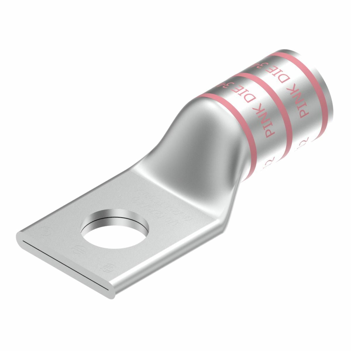 Copper Compression Lug, 1 Hole w/ Inspection Window, 1/0 Flex, 3/8" Stud, Short Barrel, Tin Plated.