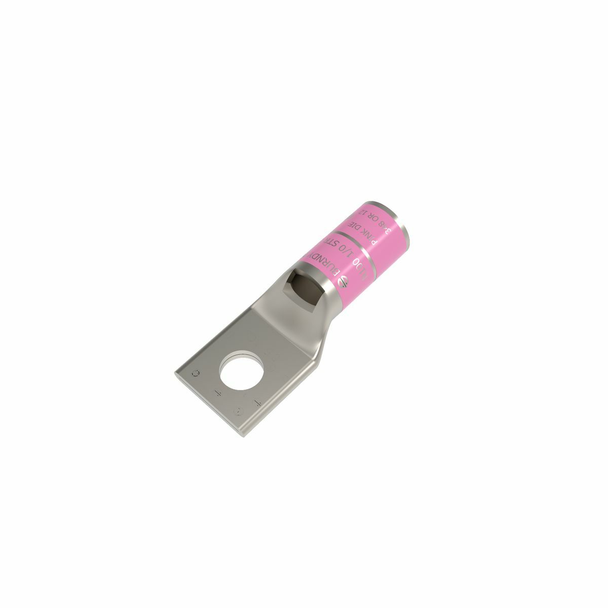 Copper Compression Lug, 1 Hole w/ Inspection Window, 1/0 AWG, 1/4" Stud, Short Barrel, Tin Plated.