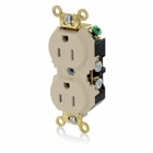 Tamper-Resistant Duplex Receptacle. Flat Face. 2-Pole/ 3-Wire. Nema 5-15R. 15A-125V. Fed-spec. Self-ground. Back And Side Wired. Industrial Spec Grade - Ivory