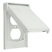 1-Gang Duplex Device Wallplate Cover, Weather-Resistant, Thermoplastic, Device Mount, Vertical, White