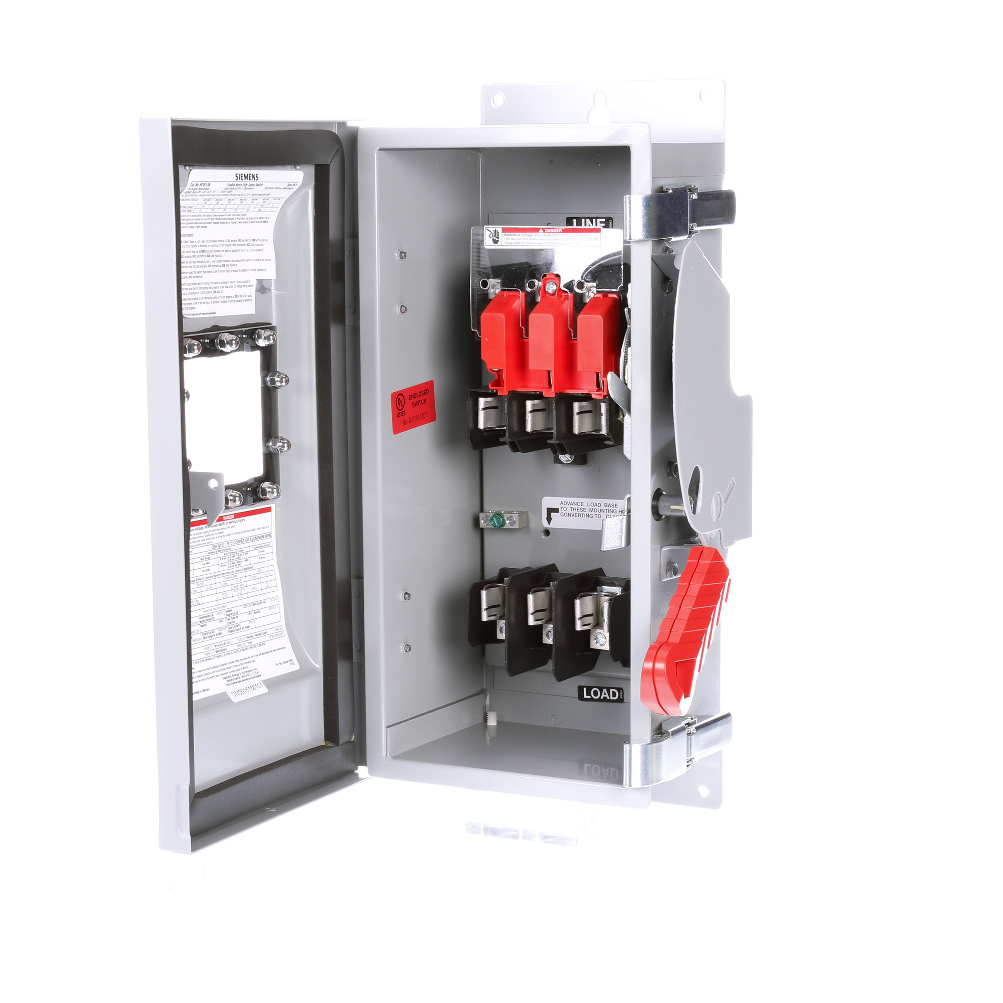  Low Voltage Circuit Protection Heavy Duty Safety Switch. 3-Pole 3-Fuse Fused in a type 12 industrial enclosure. Rated 600VAC (30A). Special features viewing window.
