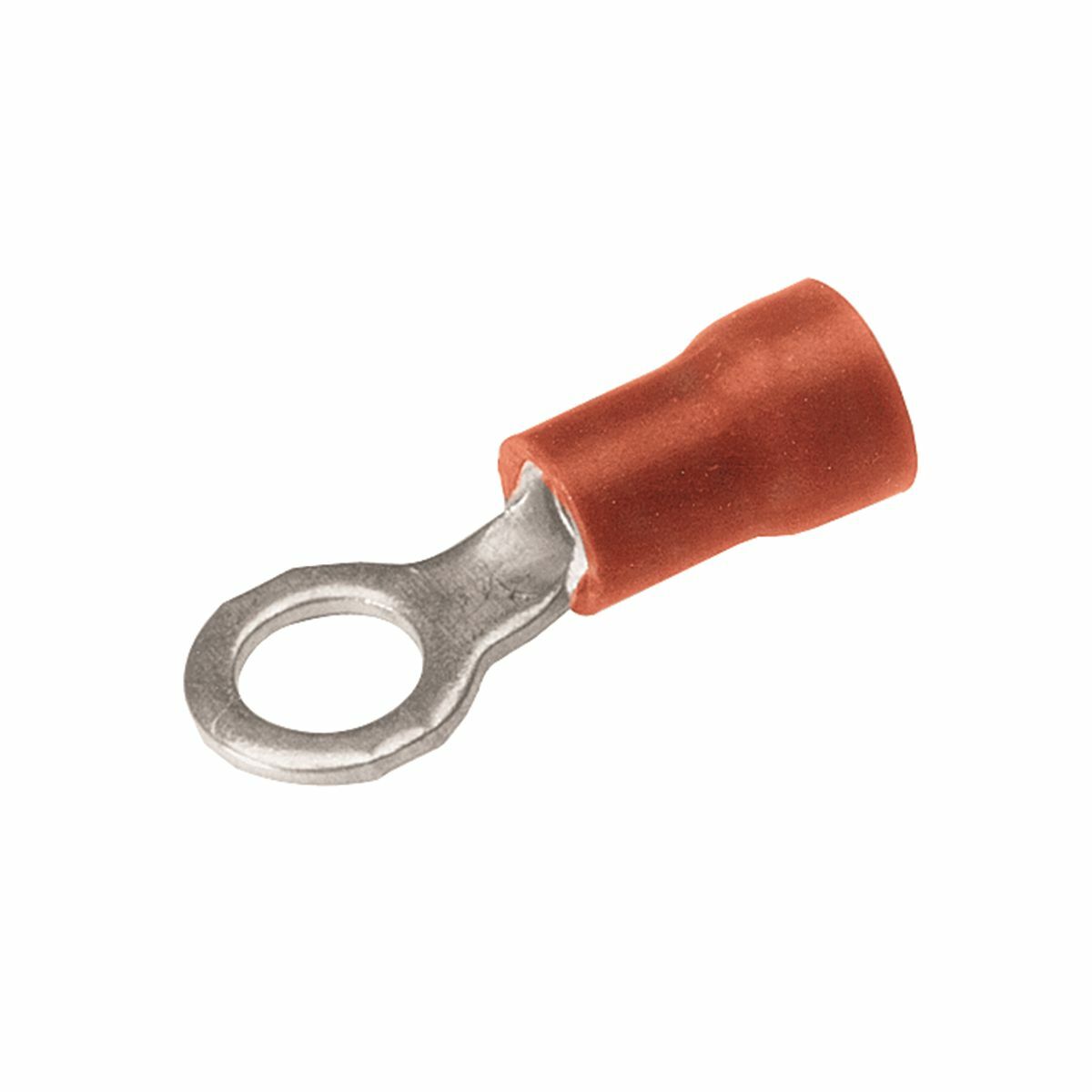 Copper Terminal, Ring Tongue, 22-16 AWG, #8-#10 Stud, Vinyl Insulated, Tin Plated.