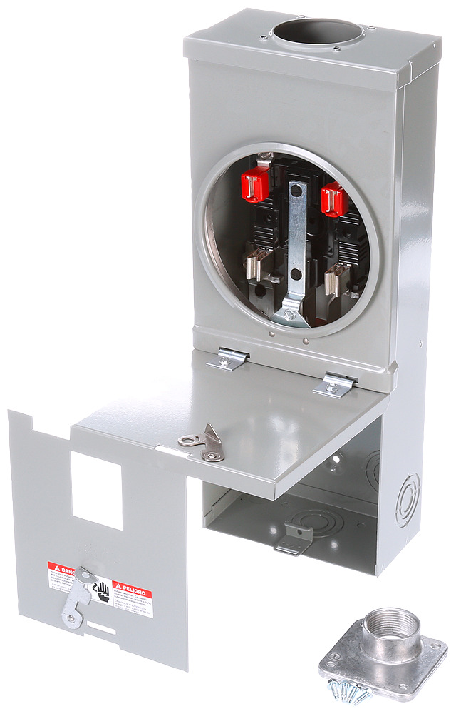 MM0202ML1100S Meter Main Lug, 2 Spaces, 2 Circuits, 100 Amp, 4 Jaw, OH, UG, Ringed, Surface
