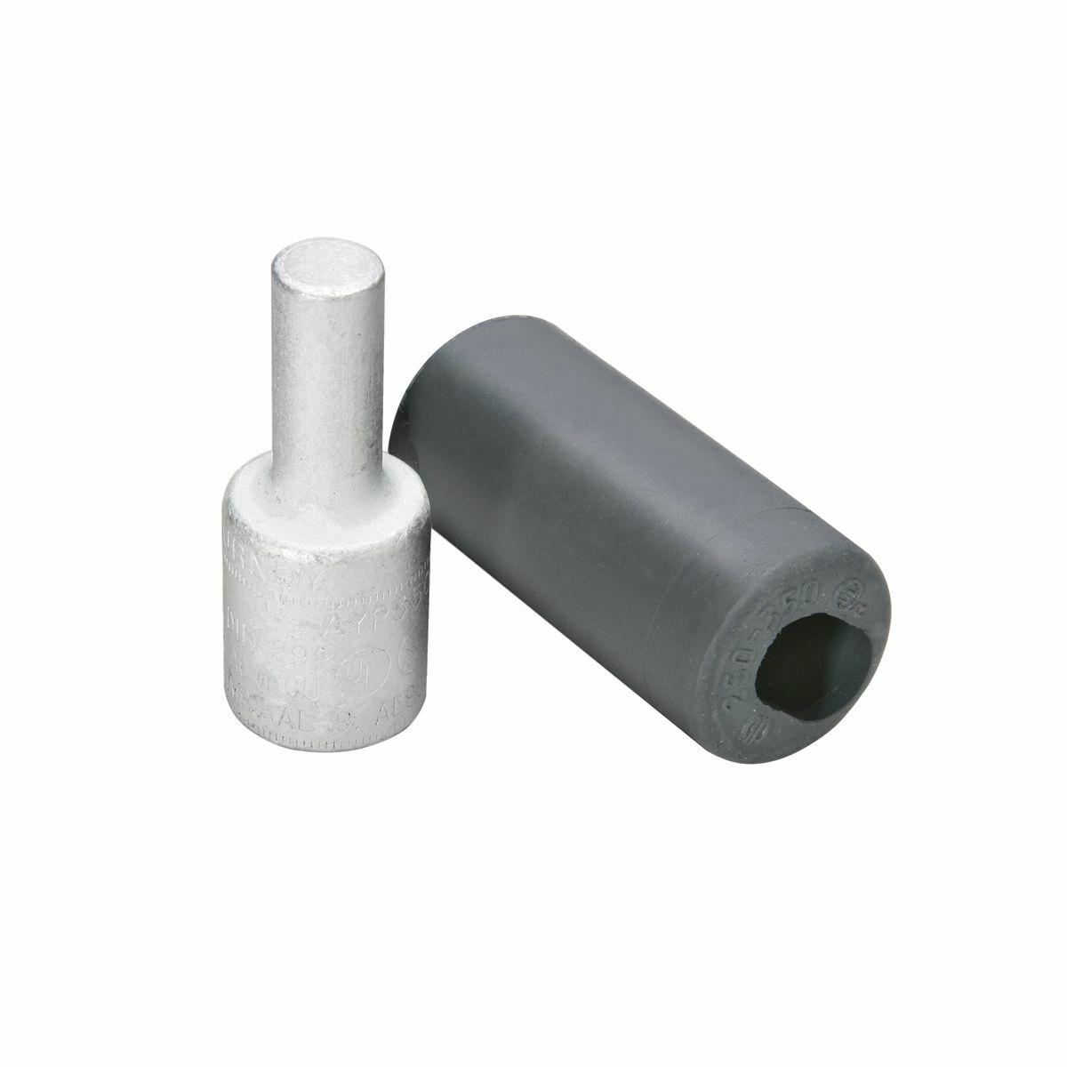 Aluminum Compression Pin Adapter, 2 AWG, 0.23" Plug Dia, 0.68" Plug Length, Al/Cu Rated, Tin Plated.