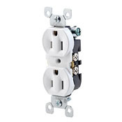 15 Amp, 125 Volt, Duplex Receptacle, Residential Grade, Grounding, All Screws Backed Out, Single Unit, Black