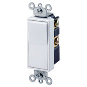 15 Amp, 120/277 Volt, Decora Rocker Double-Pole AC Quiet Switch, Residential Grade, Grounding, Quickwire Push-In & Side Wired, - Ivory