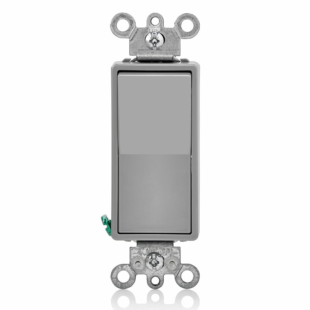15 Amp, 120/277 Volt, Decora Rocker 4-Way AC Quiet Switch, Residential Grade, Grounding, Gray