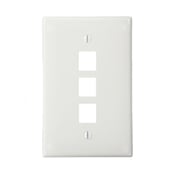 QuickPort Midsize Wallplate, Single Gang, 3-Port, White