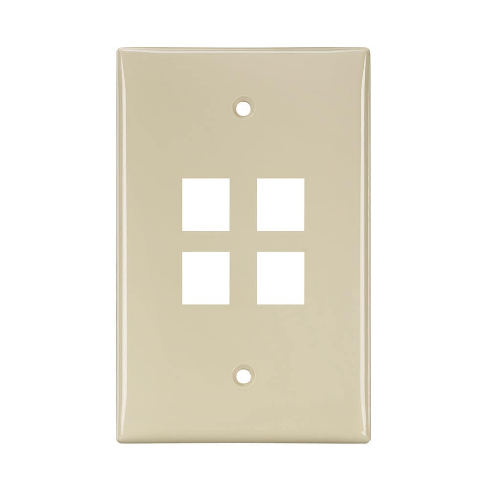 QuickPort Midsize Wallplate, Single Gang, 4-Port, Ivory