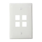 QuickPort Midsize Wallplate, Single Gang, 4-Port, White