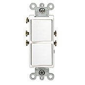 20 Amp, 120/277 Volt, Decora Brand Style Single-Pole / Single-Pole AC Combination Switch, Commercial Grade, Grounding, White