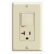 5636-I Decora 3-Wire Grounding Combination Switch With Receptacle, 15 A, 125 V AC, 1 Pole