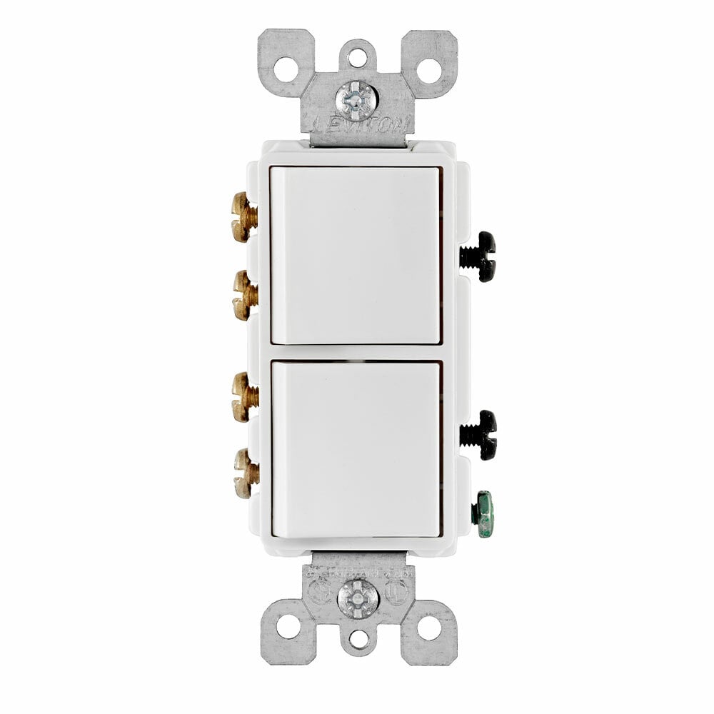 20 Amp, 120/277 Volt, Decora Brand Style 3-Way / 3-Way AC Combination Switch, Commercial Grade, Grounding, White