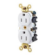 15-Amp, 125 Volt, Industrial Extra Heavy Duty Grade, Duplex Receptacle, Straight Blade, Self Grounding, White