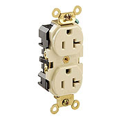 20-Amp, 125-Volt, Industrial Heavy Duty Grade, Straight Blade, Industrial Grade, Self Grounding, Ivory