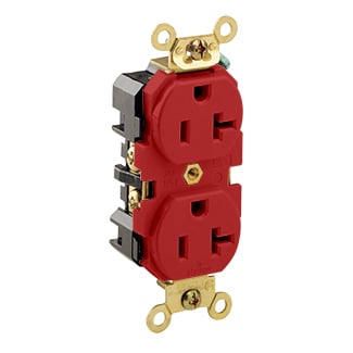 20-Amp, 125-Volt, Industrial Heavy Duty Grade, Straight Blade, Industrial Grade, Self Grounding, Red