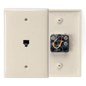 Midsize Telephone Wall Jack, 6P4C, Ivory