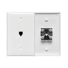 Midsize Telephone Wall Jack, 6P4C, White