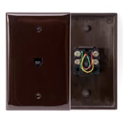 Midsize Telephone Wall Jack, 6P4C, Brown
