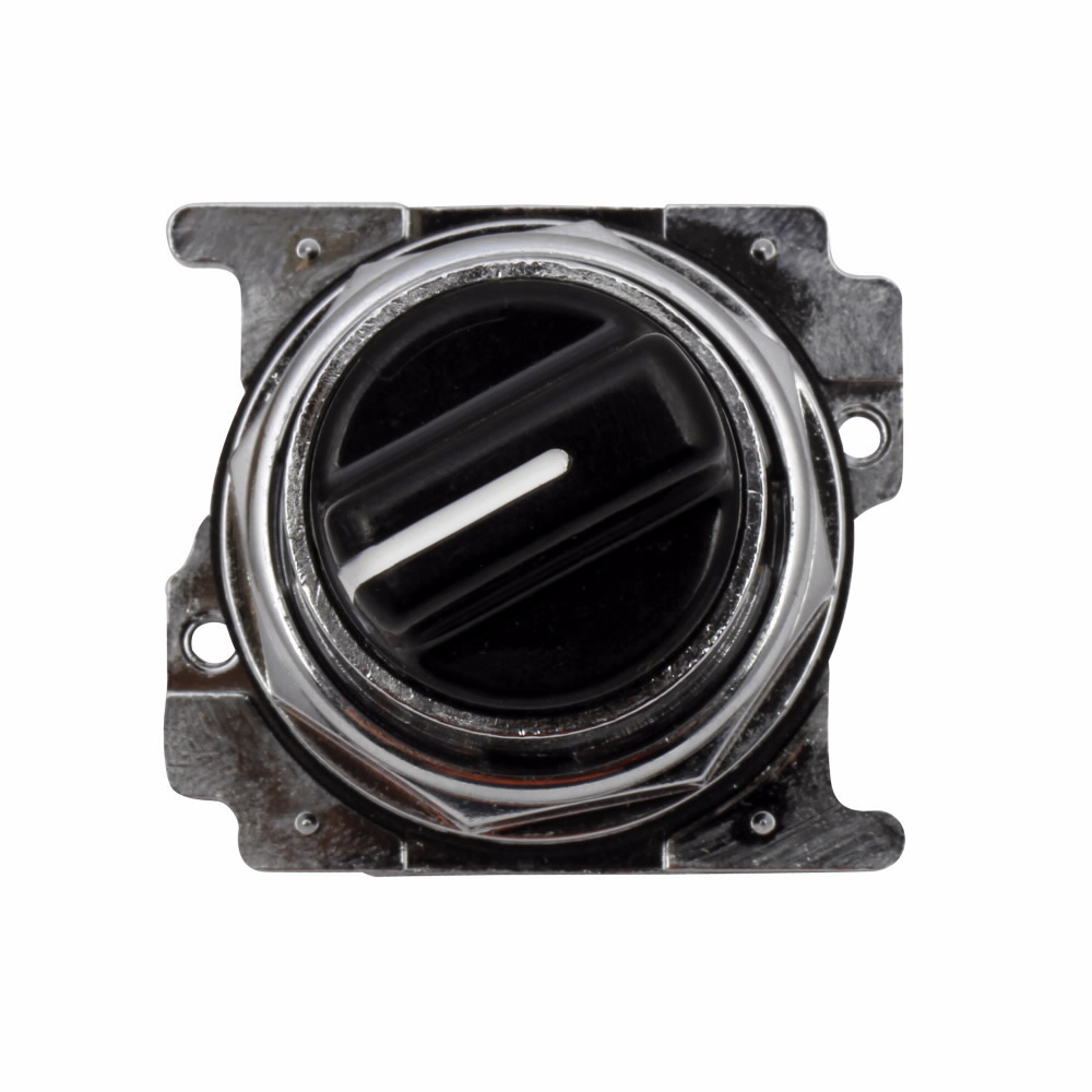 Eaton 10250T pushbutton, 10250T, Selector switch, 30.5 mm, Heavy-Duty, Cam 1, 60? throw, NEMA 3, 3R, 4, 4X, 12, 13, Non-illuminated, Two-position, Knob, Black actuator