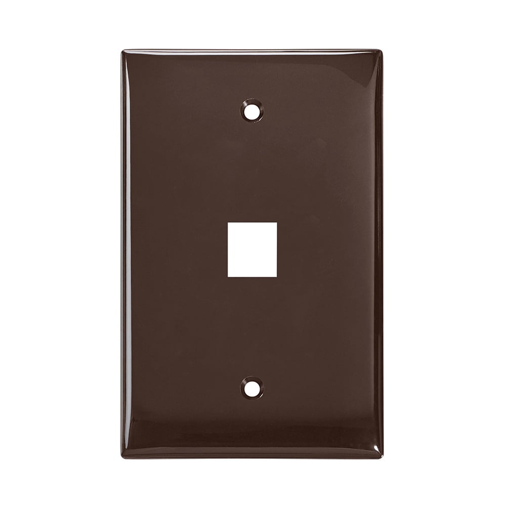 QuickPort Midsize Wallplate, Single Gang, 1-Port, Brown