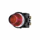 Eaton HT800 pushbutton, Watertight and Oiltight-HT800, Indicating Light Unit, Standard actuator, Chrome, Incandescent, Full voltage, NEMA 3, 3R, 4, 4X, 12 and 13, Illuminated, Red, 24 Vac/dc, Momentary, 30.5 mm