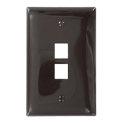 QuickPort Midsize Wallplate, Single Gang, 2-Port, Brown