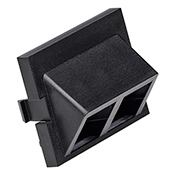 MOS Insert, 2-Port QuickPort Adapter, 45° exit, 1.5 units high, black