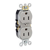 15-Amp, 125 Volt, Industrial Heavy Duty Grade, Duplex Receptacle, Straight Blade, Self Grounding, Contractor Pack, Ivory