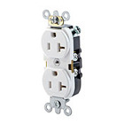20-Amp, 125 Volt, Industrial Heavy Duty Grade, Duplex Receptacle, Straight Blade, Self Grounding, Contractor Pack, White