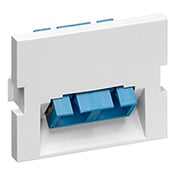 MOS Insert, Duplex SC Fiber Adapter with Zirconia Ceramic Sleeve, 45° exit, 1.5 units high, white. For use with Single-Mode and Multi-Mode fiber.