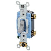 15 Amp, 120/277 Volt, Toggle Single-Pole AC Quiet Switch, Industrial Grade, Self Grounding, Side Wired, - Gray