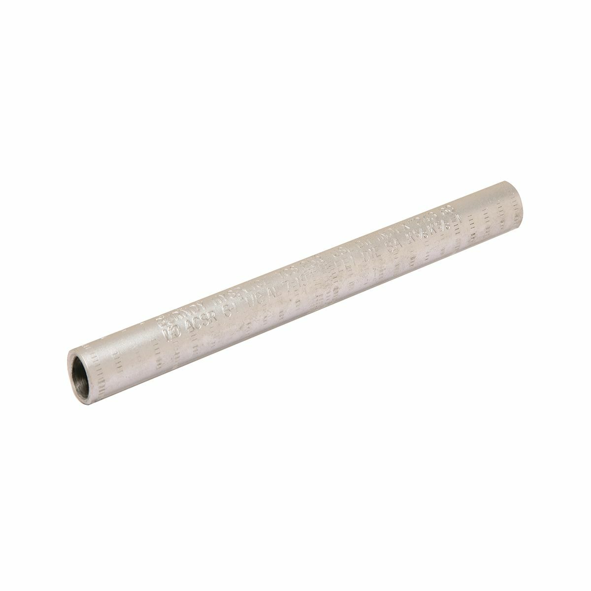 HYSPLICE AL sleeve with staked cable stop, designed to withstand jumper loop tensile and vibration stresses. ANSI C119.4 CLASS 2 (PARTIAL TENSION), 7-1/8 IN L.