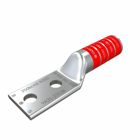 350 kcmil CU, Two Hole, 3/8 Stud Size, 1 Hole Spacing, Long Barrel Internal Chamfer, Tin Plated, UL/CSA, 90?C, Up to 35kV, Red Color Code, 18 or 324 Die Index.