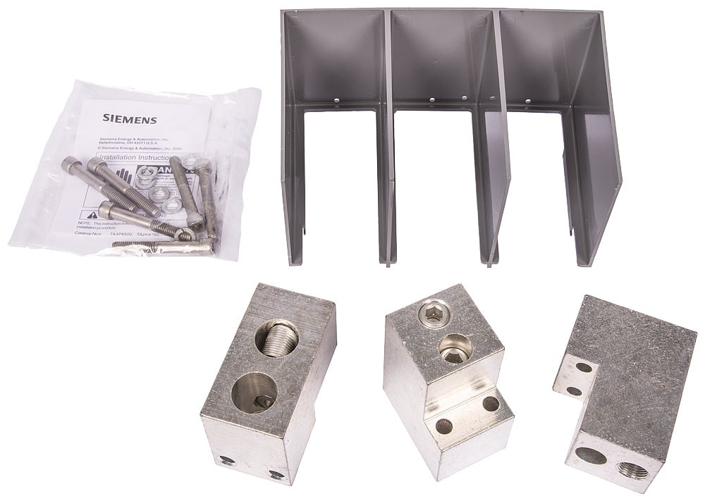  LOW VOLTAGE SENTRON MOLDED CASE CIRCUIT BREAKER ACCESSORY. 3 PIECE ALUMINUM BODY LUG FOR 3-POLE 600A - 1200A MD / ND FRAME BREAKER. WIRE RANGE 500 - 750KCMIL (CU/AL) - 2 BARREL LUG. SUITABLE FOR LINE AND LOAD SIDES. 3 LUG KIT.