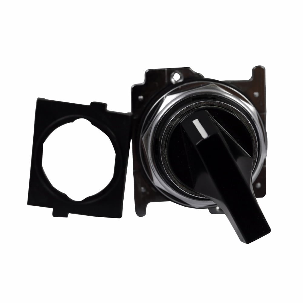 Eaton 10250T pushbutton, Heavy-Duty Selector Switch Operator, Cam 1, 60? throw, NEMA 3, 3R, 4, 4X, 12, 13, Non-illuminated, Two-position, Lever, Black actuator