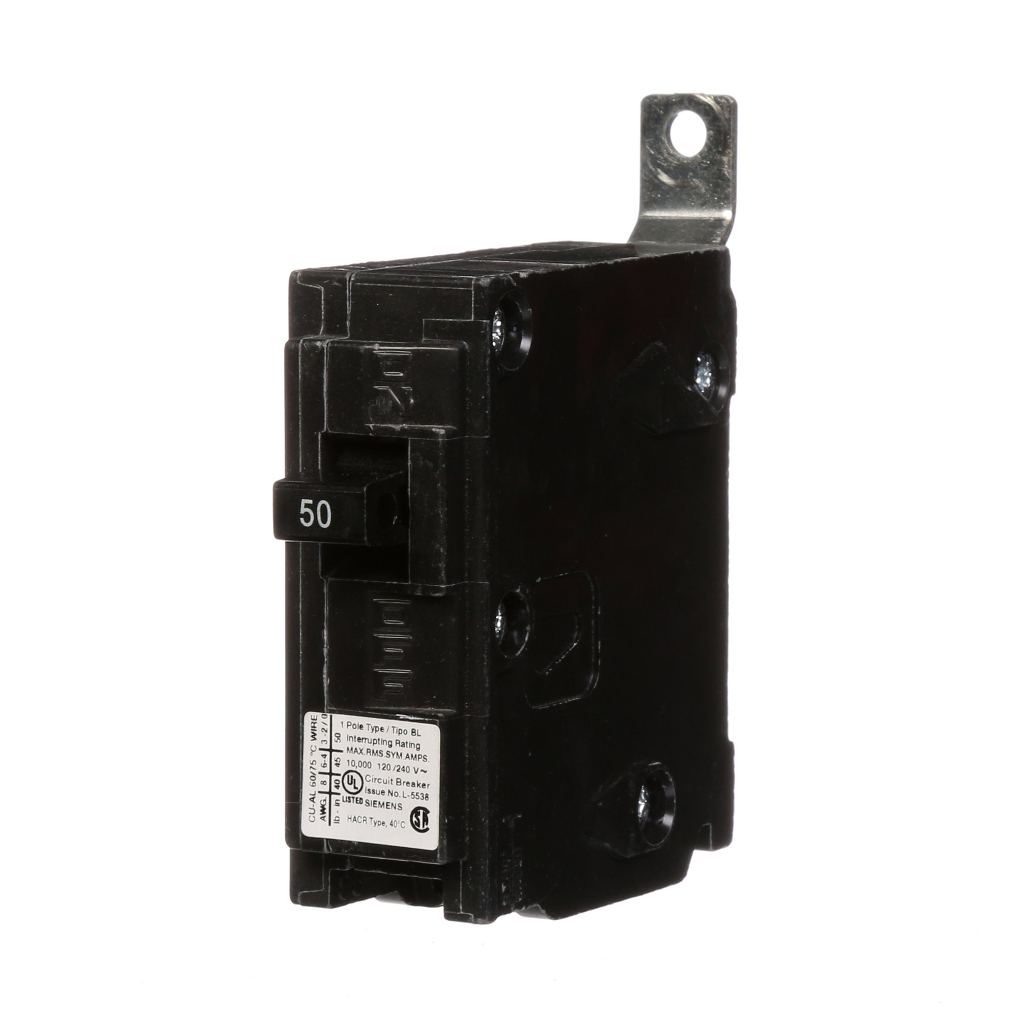  Low Voltage Molded Case Circuit Breakers Panelboard Mounting 240V Circuit Breakers - Type BL, 1-Pole, 120VAC are Circuit Protection Molded Case CircuitBreakers. Type BL Application Electrical Distribution Standard UL 489 Voltage Rating 120V Amperage Rating 50A Trip Range Thermal Magnetic Interrupt Rating 10 AIC Number Of Poles 1P